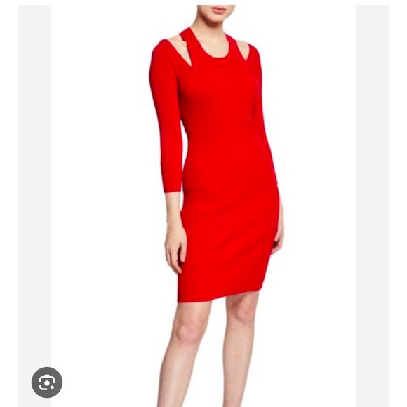Mason red cutout sheath dress minimalist quiet luxury XS career party date night - Picture 1 of 7